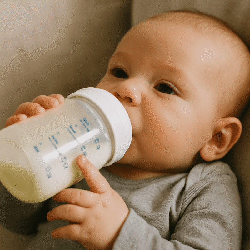 A baby highlighting the comfort and nourishment parents seek when choosing formulas like Nutramigen vs Gentlease.