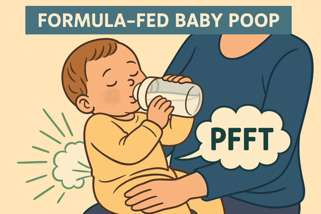 Formula-fed baby farting on parent's lap
